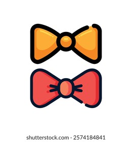 Orange and Red Bow Icons Design Illustration