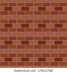 orange red brick wall seamless Vector illustration background - texture pattern for continuous replicate.