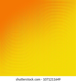 Orange red bright halftone pattern. Gradient polka dots background. Modern vector illustration. Abstract curves. Points backdrop. Dotted spotted pattern. Monochrome template for web design
