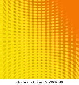 Orange red bright halftone pattern. Gradient polka dots background. Modern vector illustration. Abstract curves. Points backdrop. Dotted spotted pattern. Monochrome template for web design
