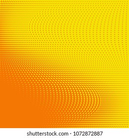 Orange red bright halftone pattern. Gradient polka dots background. Modern vector illustration. Abstract curves. Points backdrop. Dotted spotted pattern. Monochrome template for web design