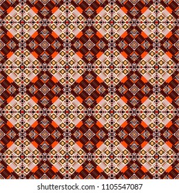Orange, red and brown diagonal tiles. Vector stock illustration in a modern flat style. Creative seamless pattern, modern diagonal abstract background with geometric elements.