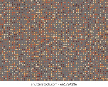 Orange, red, brown half tone dots abstract vector geometric pattern. Modern background graphic design with circles of different size arranged in lines. Horizontal banner or cover template.