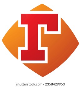 Orange und Red Bulged Square Shaped Letter R Symbol auf weißem Hintergrund