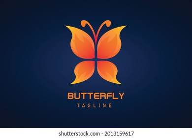 orange red butterfly gradient logo