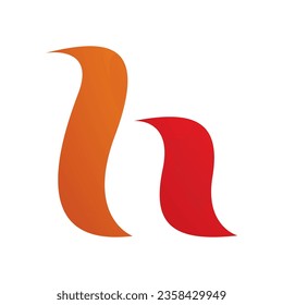 Orange and Red Calligraphic Letter H Icon on a White Background