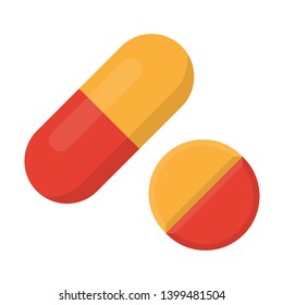 Orange red capsule and tablet pills