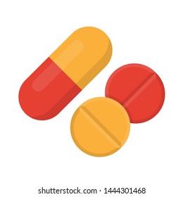 Cápsula roja naranja y pastillas