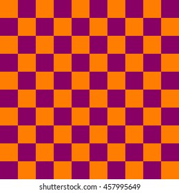 Orange and red chess. Checkered seamless pattern. Vector illustration. Abstract geometric background.