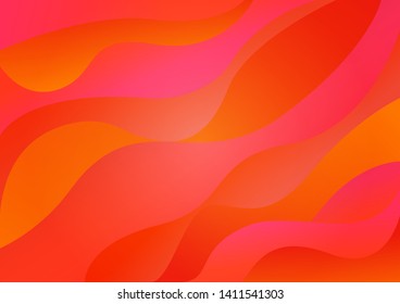 Orange red color abstract background, vector illustration. Flow wavy shape summer tone wallpaper. 
