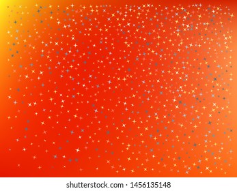 Orange red color background. Stars confetti. Creative colorific theme. Stars confetti. Background confetti with stars.