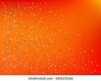 Orange red color background. Stars confetti. Funny colorific idea. Scattered stars. Background with random colored stars.