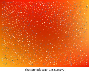 Orange red color background. Stars confetti. Common colorific design. Stars confetti. Background confetti with stars.