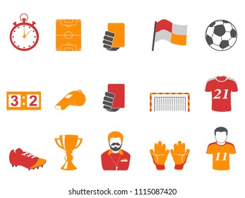 orange and red color football icons set
