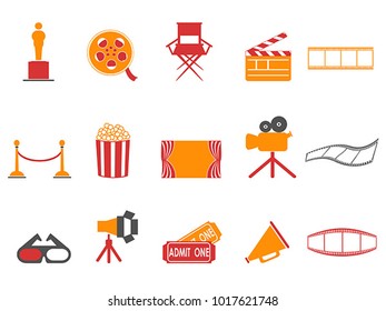 orange and red color series movies icons set
