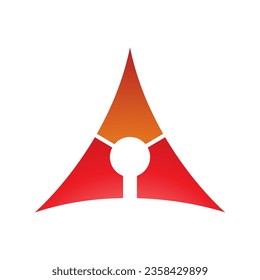 Orange and Red Deflated Triangle Letter A Icon on a White Background