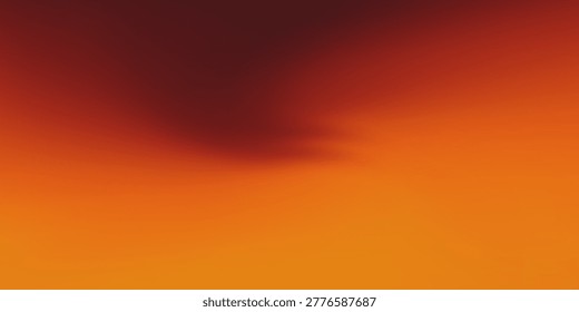 Orange red defocus shot of gradient sky at sunset over ocean horizon. The color changes from orange to dark red. Background, blank for artwork.