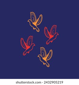 orange and red doves in front of the background