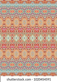 Orange - red ethnic seamless ornamental vector pattern