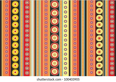 Orange  red ethnic striped pattern