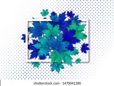Orange and red fall design element with maple leaves and seeds