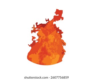 Orange and red fire flame vector. Hot, heat, danger, flame, fire, bonfire, warm, burn, vector, orange, fiery. Can use for infographic, banner, poster, web design. Isolated on white background. 