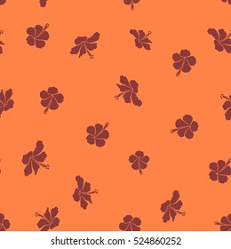 With orange and red flowers. Vector illustration. Vector illustration of orange and red hibiscus flowers.