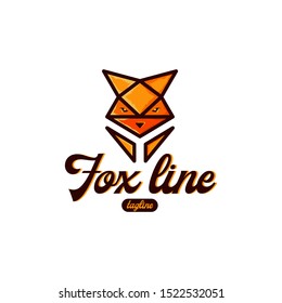 Orange or Red Fox Line Logo, Animal Line Logo Design, Animal Mascot Icon
