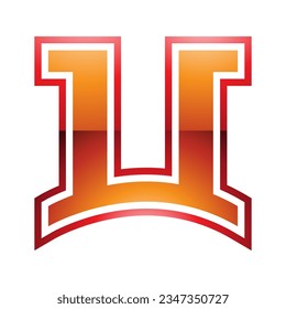 Letra naranja y roja brillante arco en forma de icono U en un fondo blanco