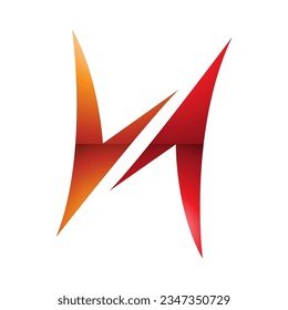 Orange and Red Glossy Arrow Shaped Letter H Icon on a White Background