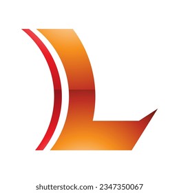 Orange and Red Glossy Concave Lens Shaped Letter L Icon on a White Background