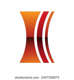 Orange and Red Glossy Concave Lens Shaped Letter I Icon on a White Background