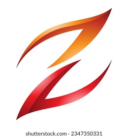 Orange and Red Glossy Fire Shaped Letter Z Icon on a White Background