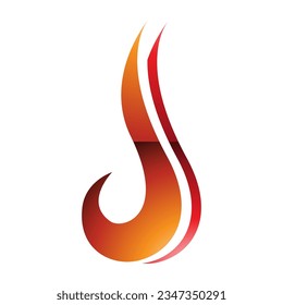 Orange and Red Glossy Hook Shaped Letter J Icon on a White Background