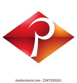 Orange and Red Glossy Horizontal Diamond Letter P Icon on a White Background