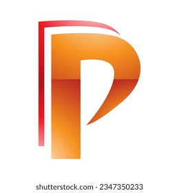 Orange and Red Glossy Layered Letter P Icon on a White Background