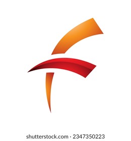 Orange and Red Glossy Letter F Icon with Round Spiky Lines on a White Background