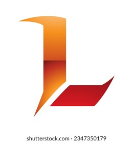 Orange and Red Glossy Letter L Icon with Sharp Spikes on a White Background
