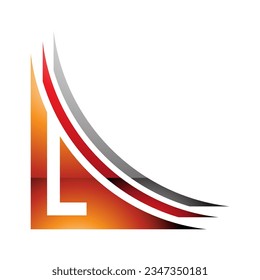 Orange and Red Glossy Letter L Icon with Layers on a White Background