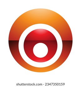 Orange and Red Glossy Letter O Icon with Nested Circles on a White Background