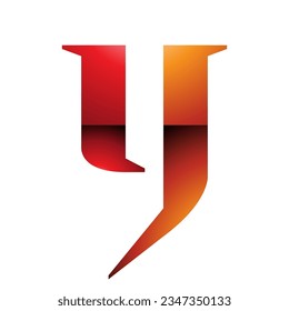 Orange and Red Glossy Lowercase Letter Y Icon on a White Background