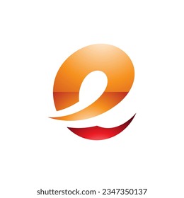 Orange and Red Glossy Lowercase Letter E Icon with Soft Spiky Curves on a White Background