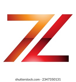 Orange and Red Glossy Number 7 Shaped Letter Z Icon on a White Background
