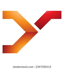 Orange and Red Glossy Rail Switch Shaped Letter Y Icon on a White Background