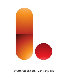 Letra naranja y roja redondeada L icono en un fondo blanco