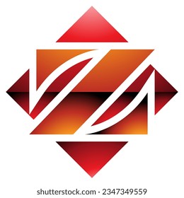 Orange and Red Glossy Square Diamond Shaped Letter Z Icon on a White Background