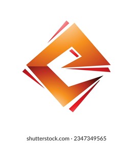 Letra de diamante cuadrado naranja y roja brillante icono E en un fondo blanco