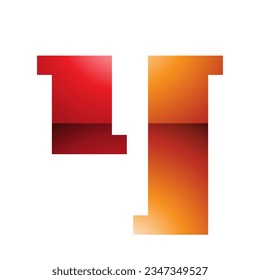 Orange and Red Glossy Stamp Shaped Letter Y Icon on a White Background