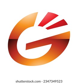 Orange and Red Glossy Striped Oval Letter G Icon on a White Background