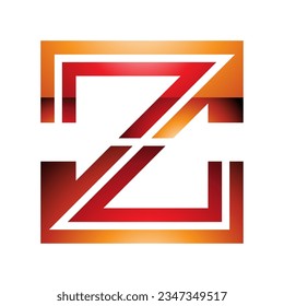 Orange and Red Glossy Striped Shaped Letter Z Icon on a White Background
